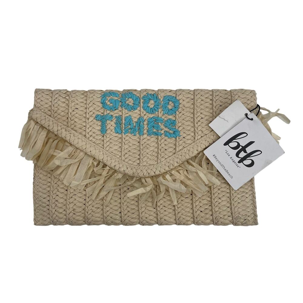BTB Beyond the Beach Clutch 'Good Times' Natural Turquoise Beach Travel Vacation